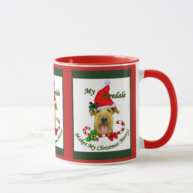 Caneca Presentes de Natal Airedale Terrier (Direita)