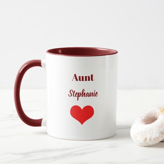 Caneca Presentes de Tia Nome Personalizado Favor Burgundy (Com Donut)