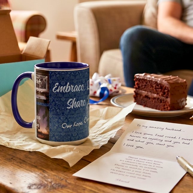 Caneca Presentes Personalizados de Foto Engraçada para Ma (Funny Photo Personalized Gifts for Husband Blue Mug)