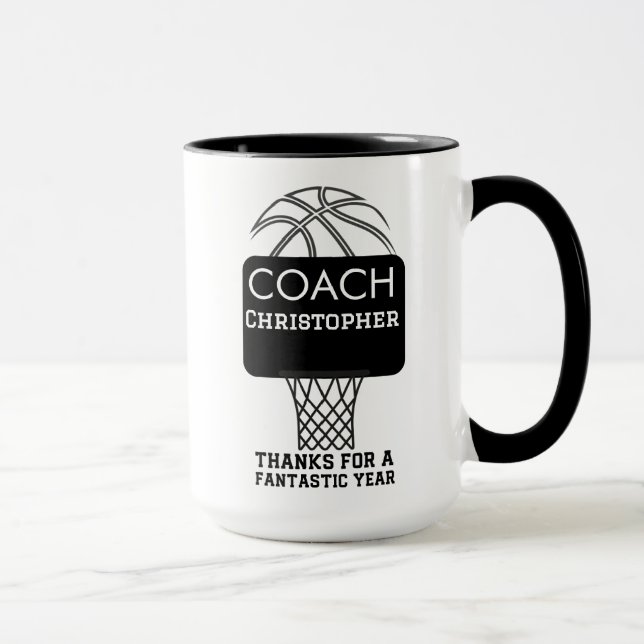 Caneca Presentes personalizados de treinador de basquete (Direita)
