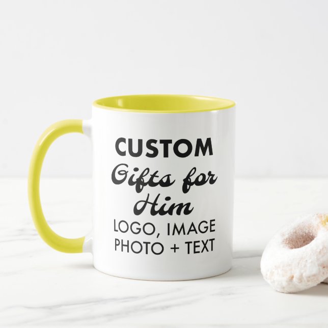 Caneca Presentes personalizados para ele Combo Amarelo Mu (Com Donut)