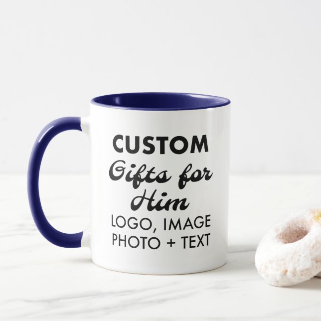 Caneca Presentes personalizados para ele Marinho Blue Com (Com Donut)