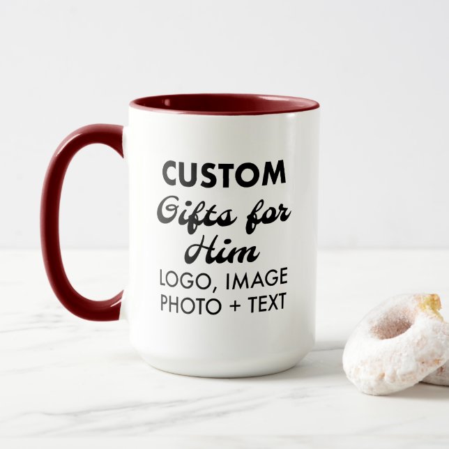 Caneca Presentes personalizados para ele Maroon Red Combo (Com Donut)