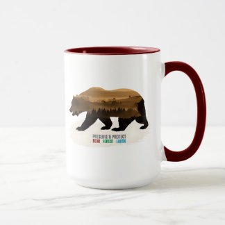 Caneca Preservar e proteger o urso da floresta terrestre