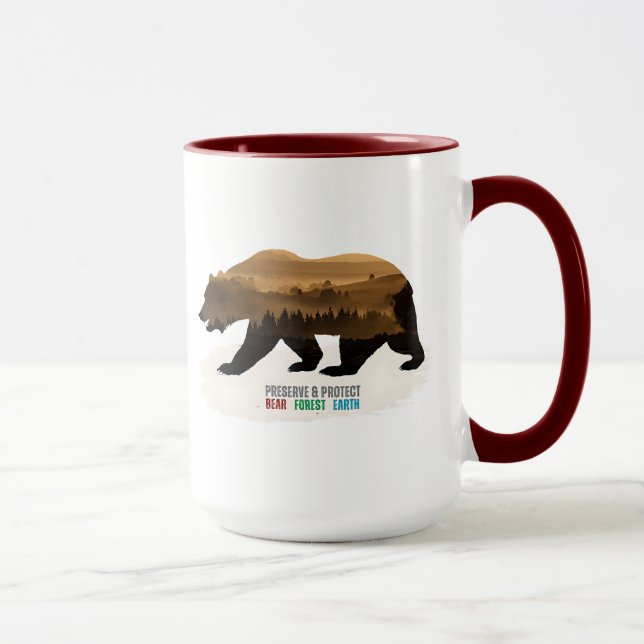 Caneca Preservar e proteger o urso da floresta terrestre (Direita)