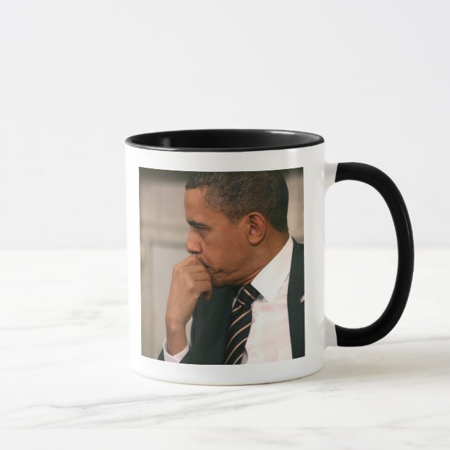Caneca Presidente Barack Obama se reúne com o Presidente (Direita)