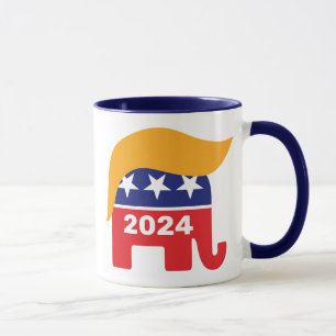 Caneca Presidente Donald Trump 2024 GOP Elefante Cabelo