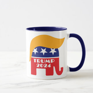 Caneca Presidente Donald Trump 2024 GOP Elefante Cabelo