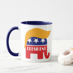 Caneca Presidente Donald Trump GOP Elefante Cabelo
