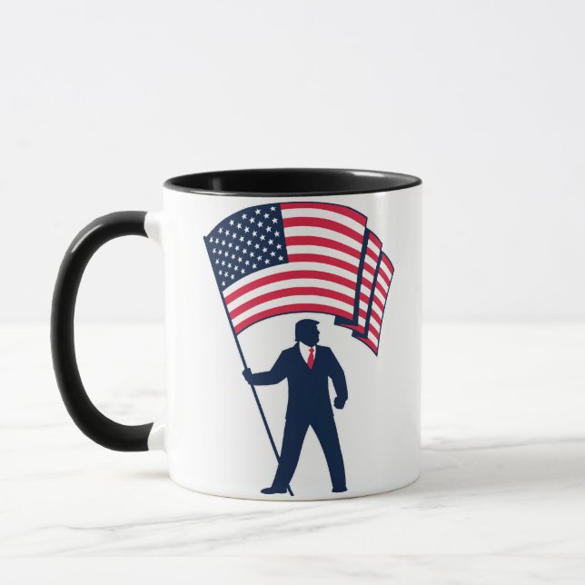 Caneca Presidente Trump Bearing Bandeira dos EUA (Esquerda)