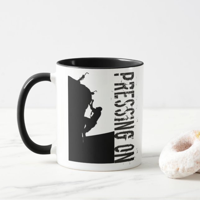 Caneca Pressionando Philippians 3:14 Rock Climber Mug (Com Donut)