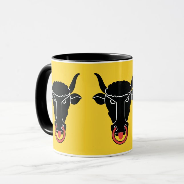 Caneca preta com a bandeira de Uri, Suíça (Frente Esquerda)