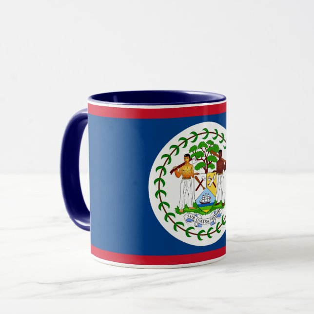 Caneca Preta com bandeira de Belize (Frente Esquerda)