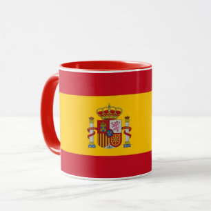 Caneca Preta Combo com bandeira de Espanha