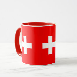 Caneca Preta Combo com bandeira de Suiça