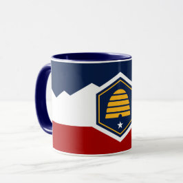 Caneca Preta Combo com bandeira do Estado de Utah,