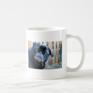 Caneca preta curiosa do Pug