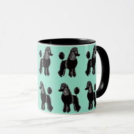 Caneca preta da hortelã do teste padrão das