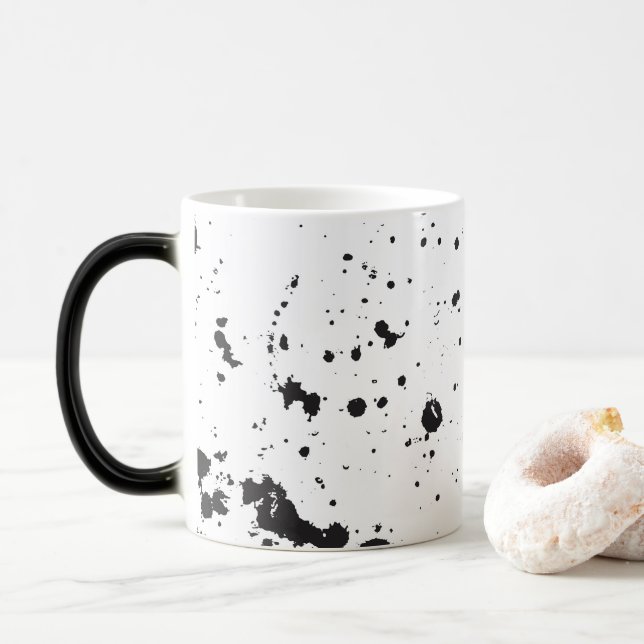 Caneca preta da pintura do Splatter (Com Donut)