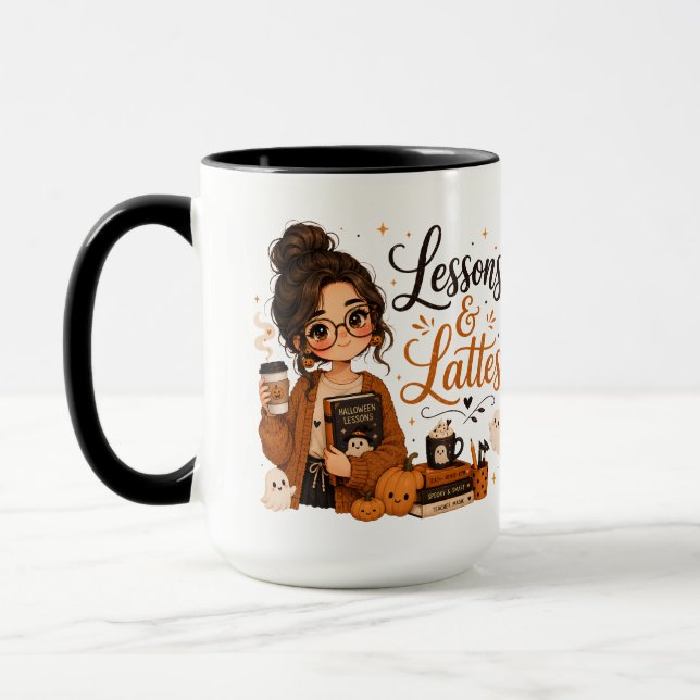 Caneca Preta de Halloween para Professores, Café D (Esquerda)