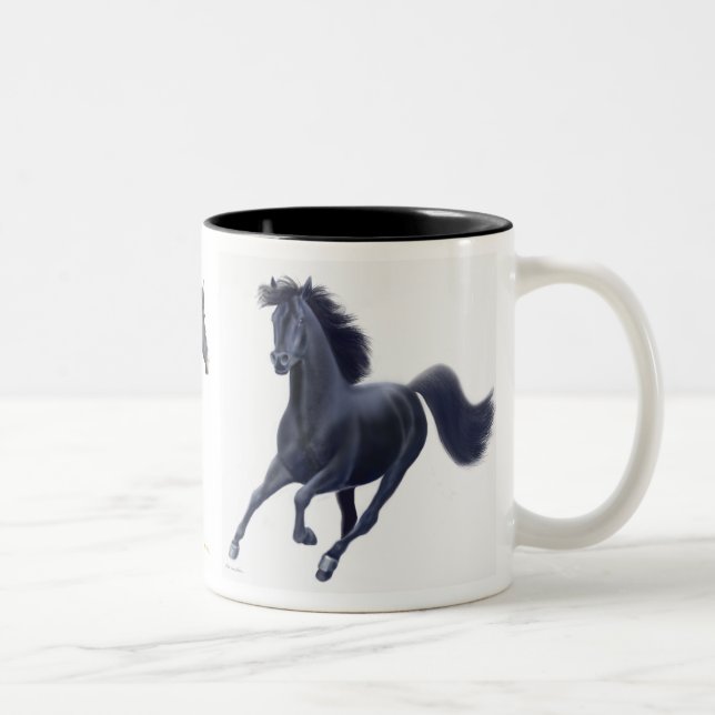 Caneca preta dos cavalos do puro-sangue (Direita)