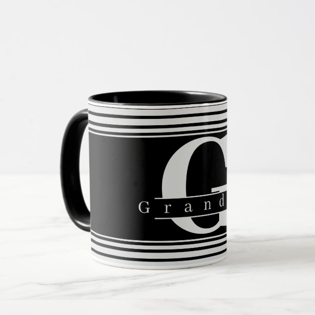 Caneca Preta e Branca com Monograma Personalizado  (Frente Esquerda)