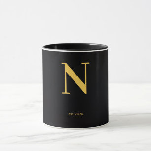 Caneca Preta Letra Dourada Caneca de Monograma M