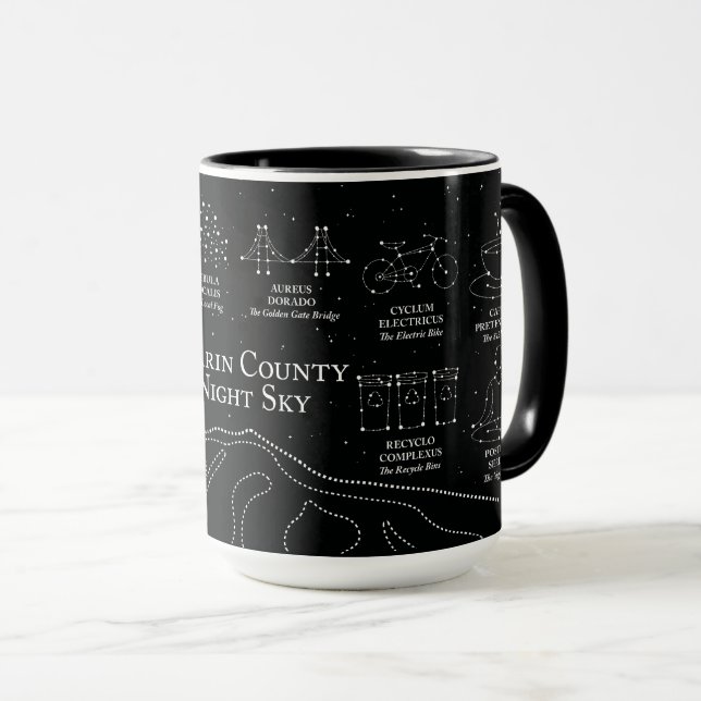 Caneca preta Marin County Night Sky 15 oz. (Frente Esquerda)