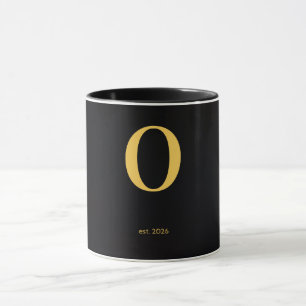 Caneca Preta O Letra Dourada Caneca de Monograma