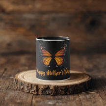 Caneca Preta Personalizada Borboleta Monarca