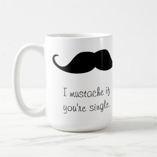 Caneca preta personalizada de Stache do bigode do