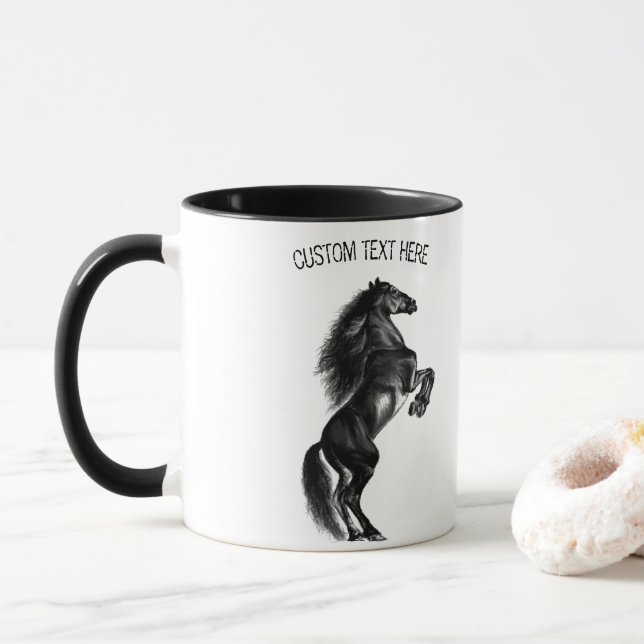 Caneca Preta Selvagem, Direita, com Texto Personal (Com Donut)