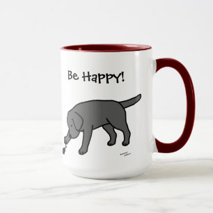 Caneca Preto amigável Labrador dos desenhos animados do