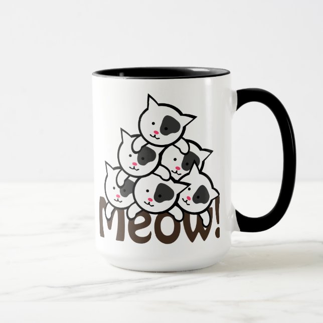 Caneca Preto bonito do gato (Meow) (Direita)