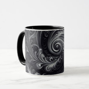 Caneca Preto Branco Cinza Abstrato Moderno Simples Redemo