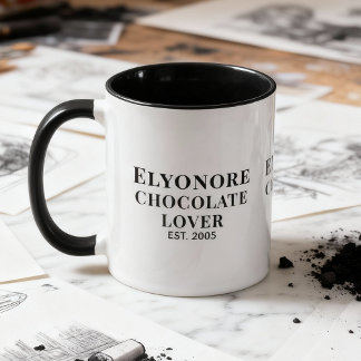 Caneca Preto de Amante de Chocolate com Nome Personalizad