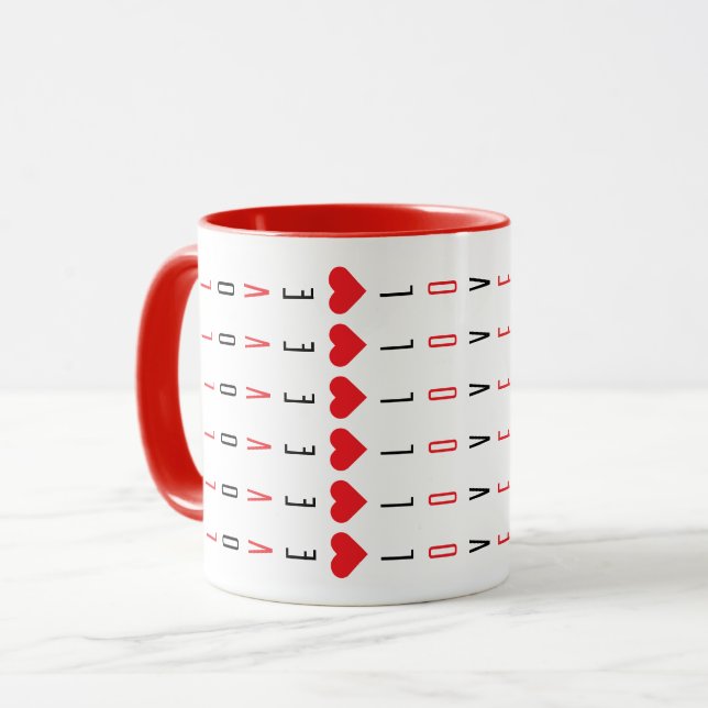 Caneca Preto divertido personalizado, Amor vermelho e pad (Frente Esquerda)