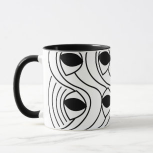 Caneca Preto e Branco Abstrato Curvo