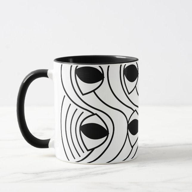Caneca Preto e Branco Abstrato Curvo (Esquerda)