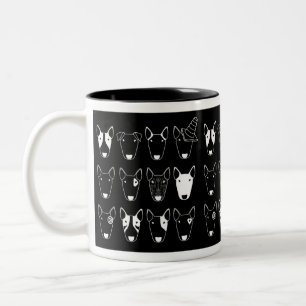 Caneca preto e branco de bull terrier (linha de