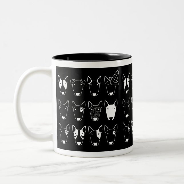 Caneca preto e branco de bull terrier (linha de (Esquerda)