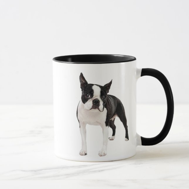 Caneca preto e branco do copo de Boston Terrier (Direita)