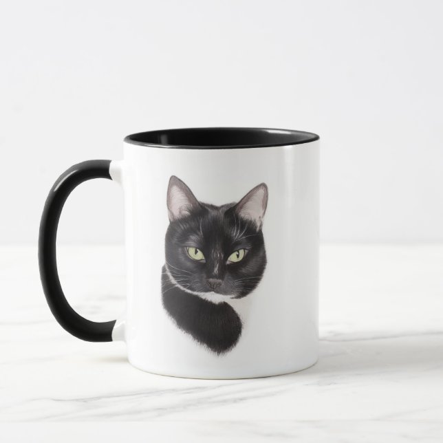 Caneca preto e branco do gato (Esquerda)