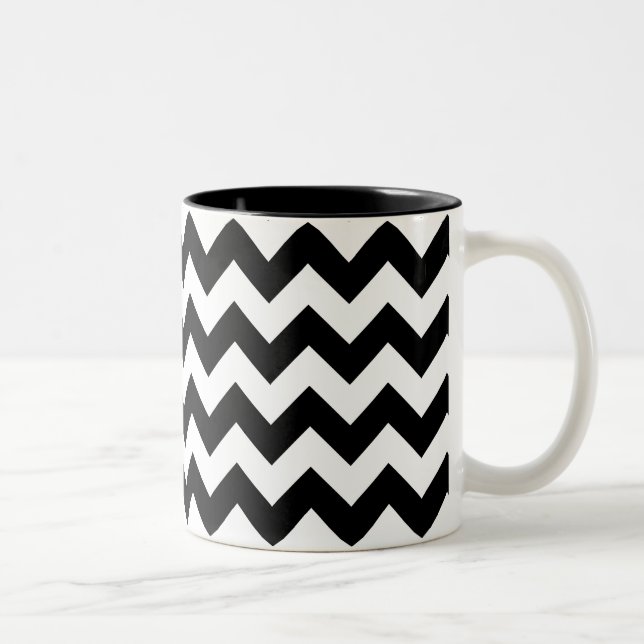 Caneca preto e branco do impressão de Chevron (Direita)