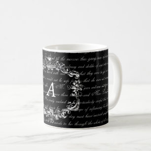 Caneca preto e branco do monograma do texto de