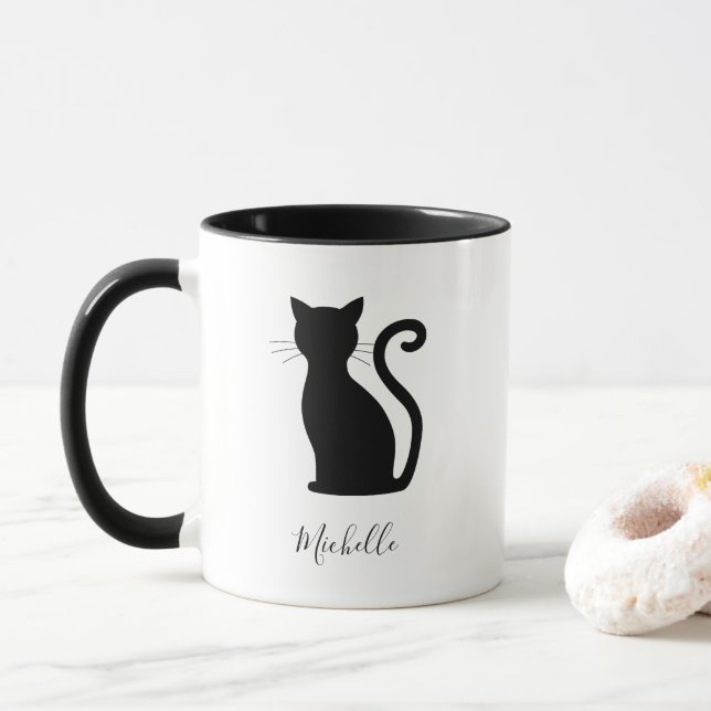 Caneca Preto e Branco Nome Preto Cinto (Com Donut)