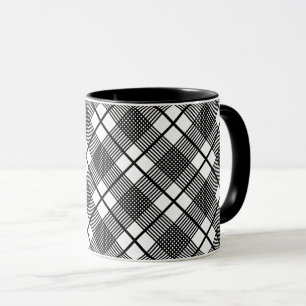 Caneca Preto e branco Padrão de Xadrez Pequeno Café Glen