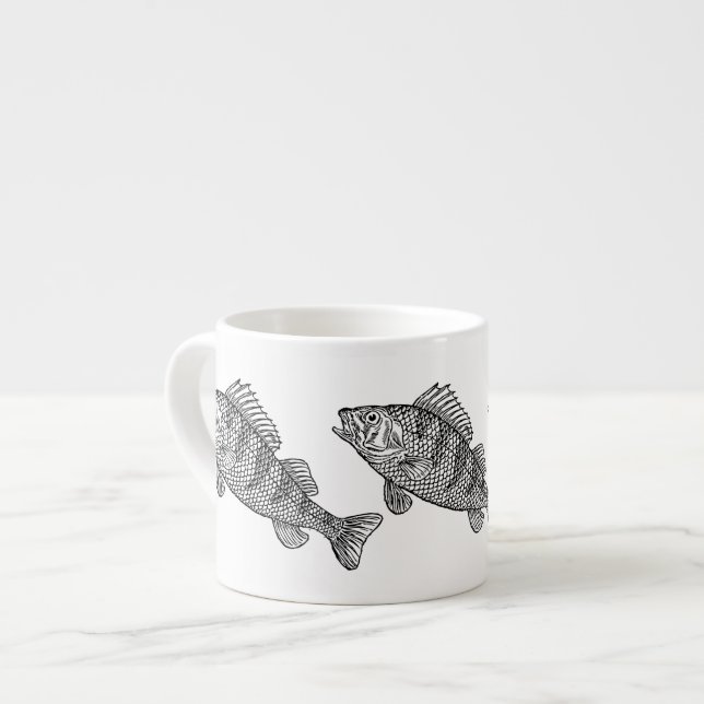 Caneca preto e branco surpreendente dos peixes (Frente Esquerda)