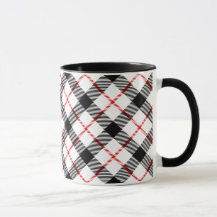 Caneca preto e branco vermelha clássica da xadrez