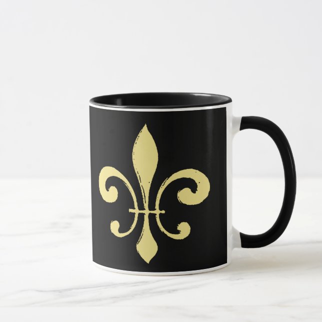 Caneca Preto e Dourado Fleur De Lis Mug - Data (Direita)